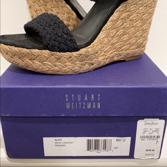 Stuart Weitzman Alex Nero Crochet Wedges - 7 - Picture 3 of 14